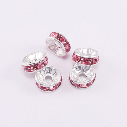 50pcs 10mm Rhinestone Spacer Beads Flat DIY Jewelry Making 9