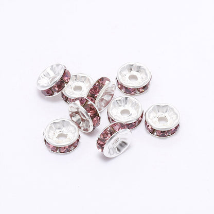 50pcs 10mm Rhinestone Spacer Beads Flat DIY Jewelry Making 10