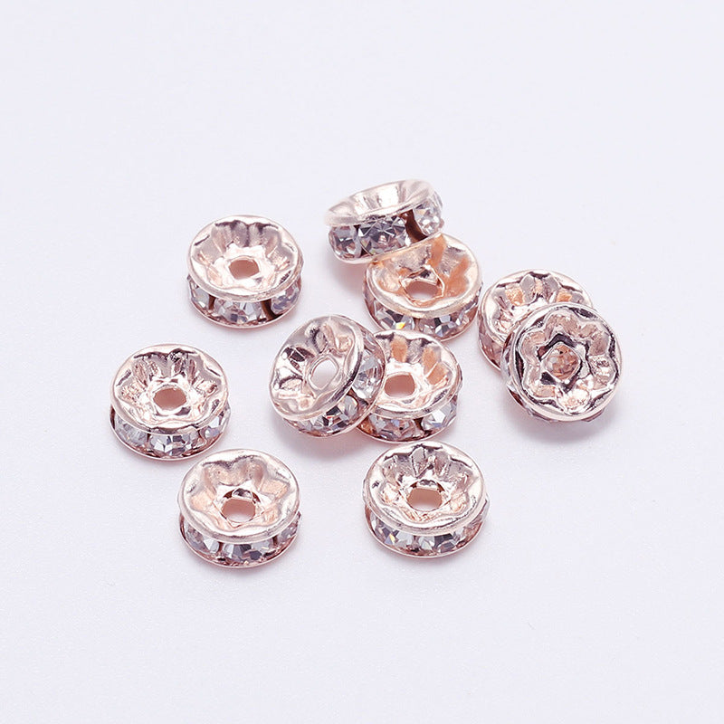 50pcs 10mm Rhinestone Spacer Beads Flat DIY Jewelry Making 15