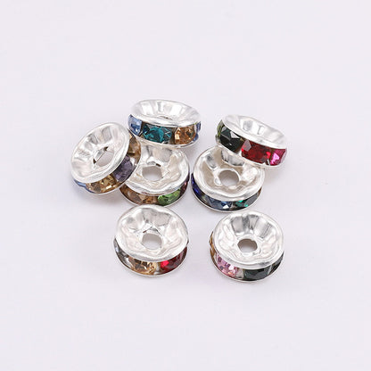 50pcs 10mm Rhinestone Spacer Beads Flat DIY Jewelry Making 16