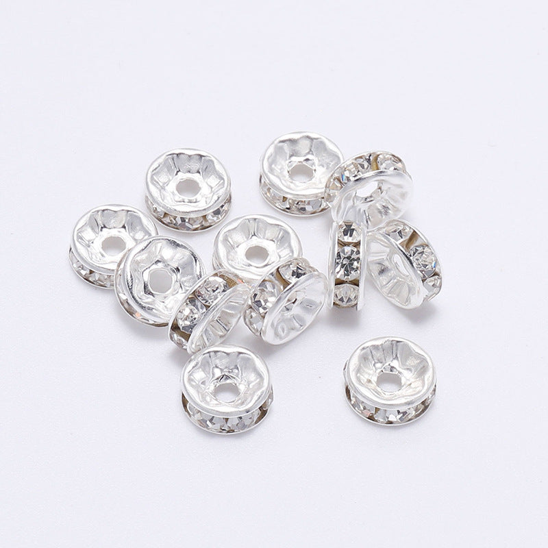 50pcs 10mm Rhinestone Spacer Beads Flat DIY Jewelry Making 12