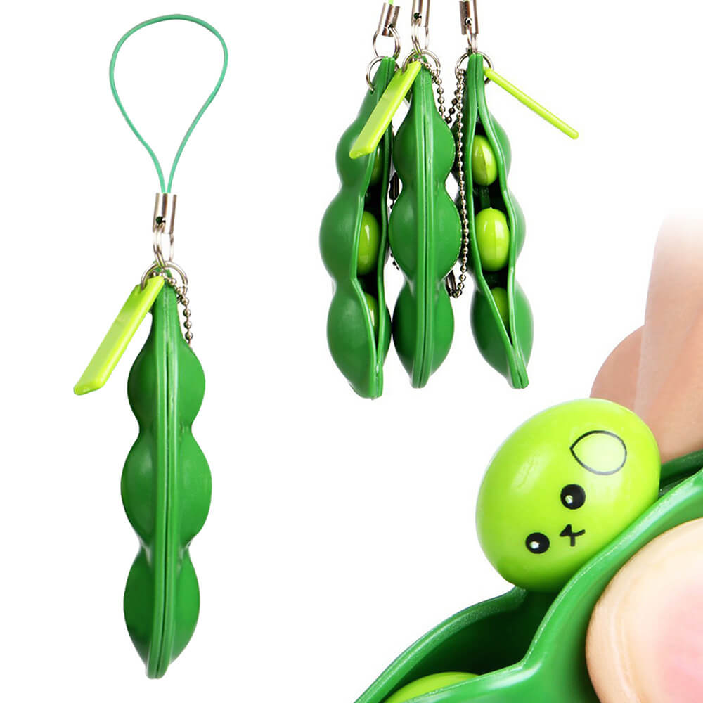 Silicone Squeeze Bean Fidget Toy Keychain Sensory Toy