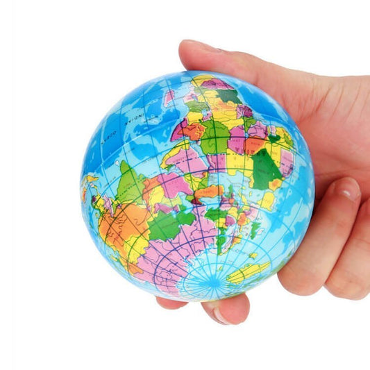 Globe Earth Sensory Stress Ball Squeeze Toy 6.3cm and 7.6cm