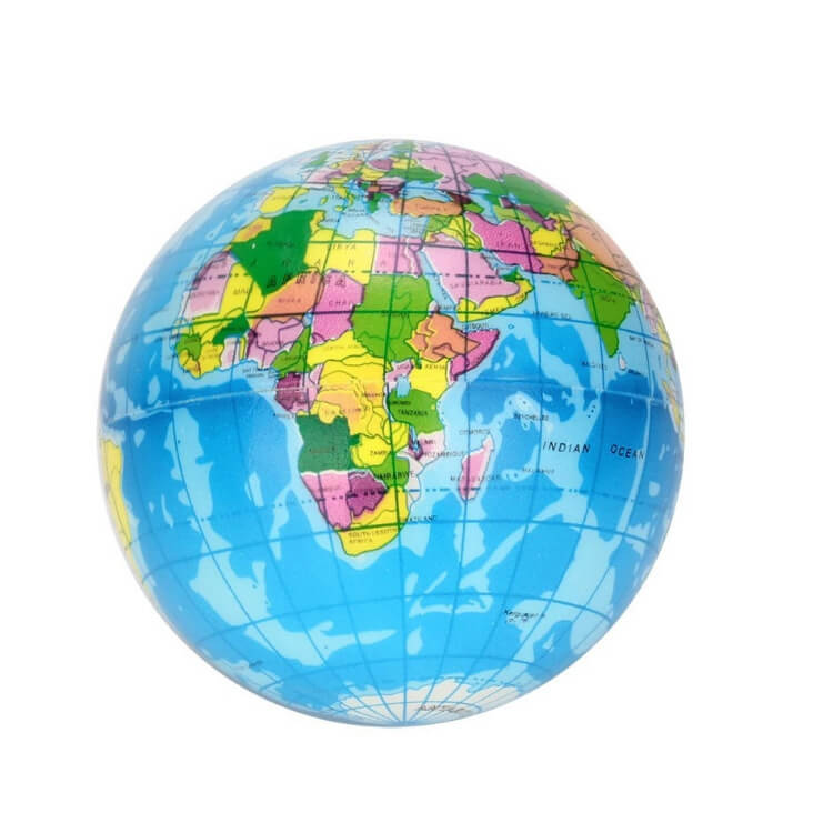 Globe Earth Sensory Stress Ball Squeeze Toy 6.3cm and 7.6cm 2