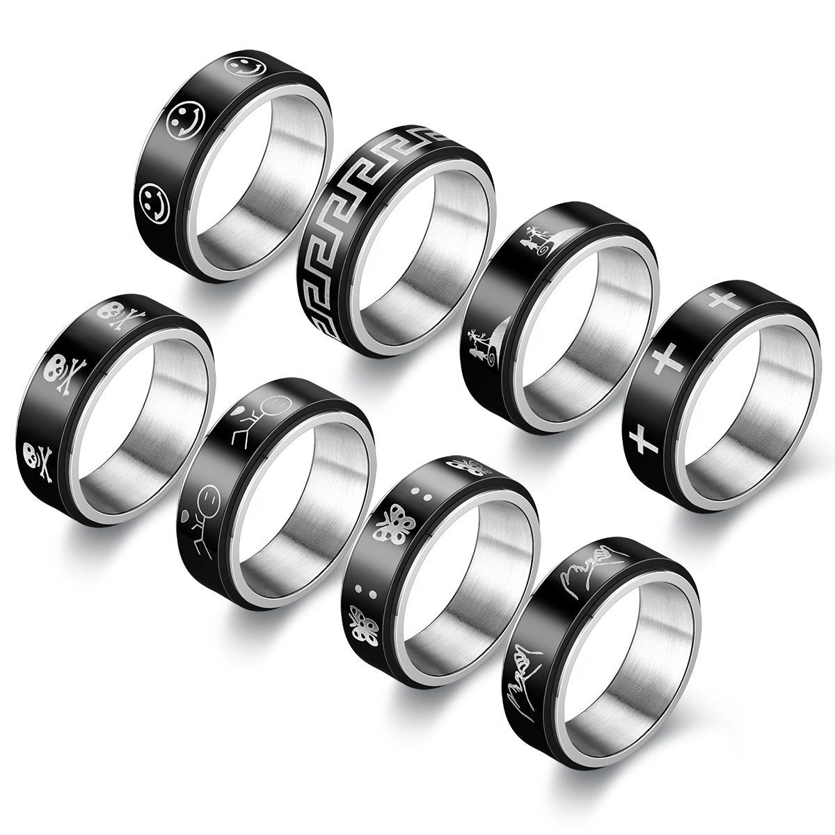 Metal Fidget Ring Cross Design Spinner for Men US Size 6-13 2