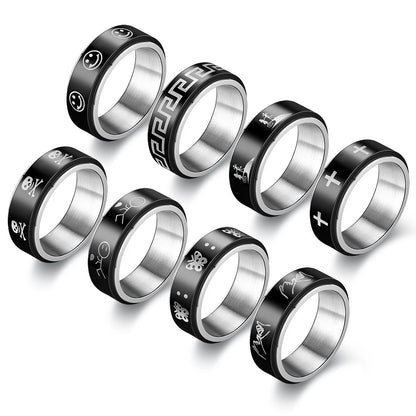 Metal Fidget Ring Cross Design Spinner for Men US Size 6-13 2