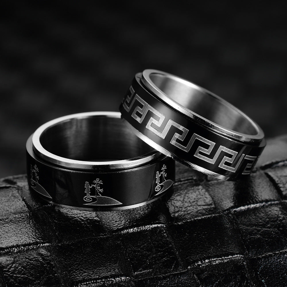 Metal Fidget Ring Cross Design Spinner for Men US Size 6-13 6
