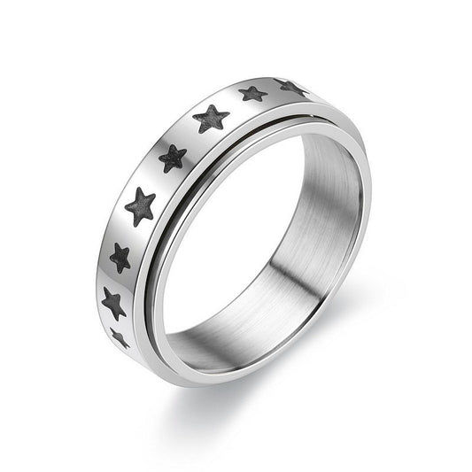 Metal Fidget Ring Star Design Spinner Ring US Size 5 to 12