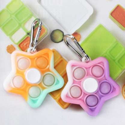 Silicone Star Pop It Fidget Spinner Toy with Keychain 8.1x6.2x3.7cm 11