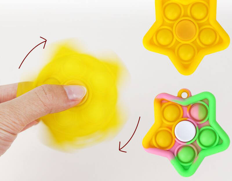 Silicone Star Pop It Fidget Spinner Toy with Keychain 8.1x6.2x3.7cm 13