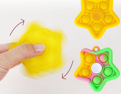 Silicone Star Pop It Fidget Spinner Toy with Keychain 8.1x6.2x3.7cm 13