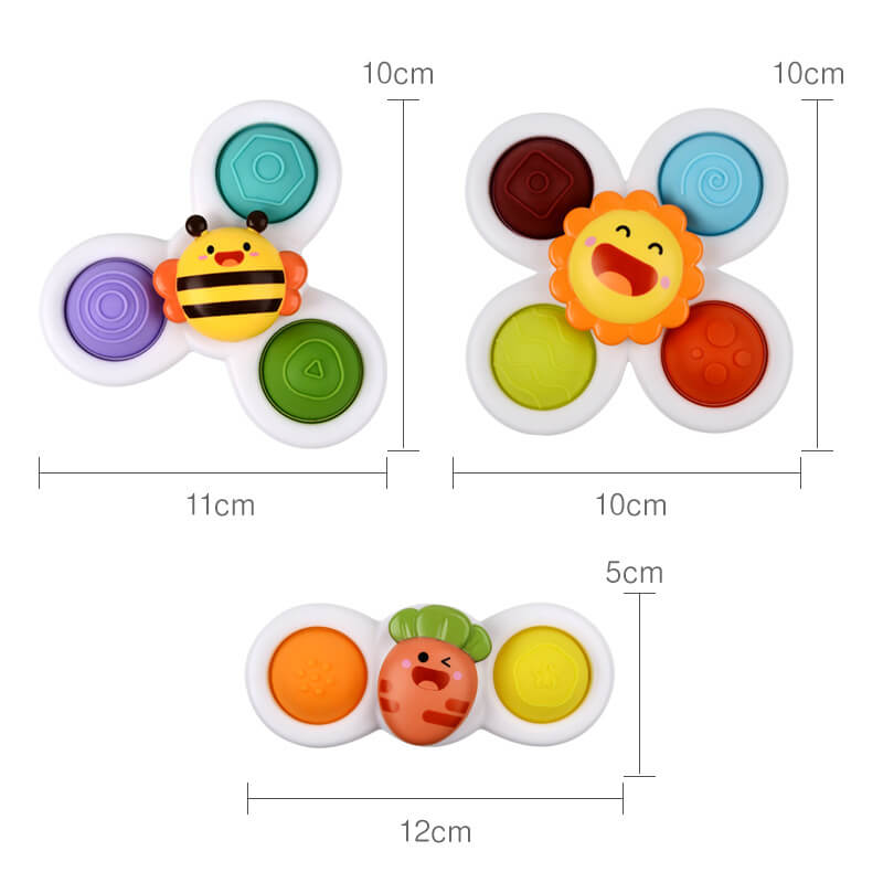 Dimple Spinner Fidget Toy with Suction Cup 3 Pack Sunflower Carrot Bee 4
