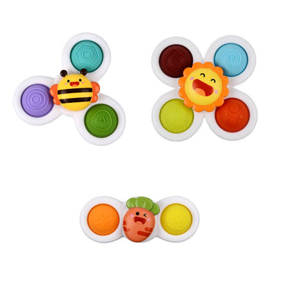 Dimple Spinner Fidget Toy with Suction Cup 3 Pack Sunflower Carrot Bee