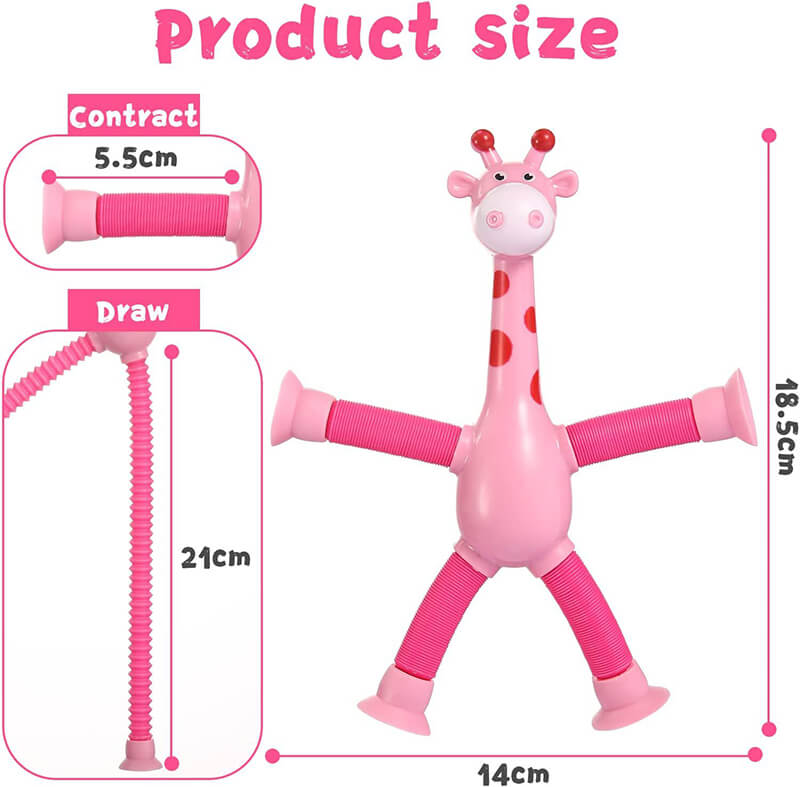 Telescopic Pop Tubes Sensory Fidget Toy Suction Cup Giraffe 4 Pack 8