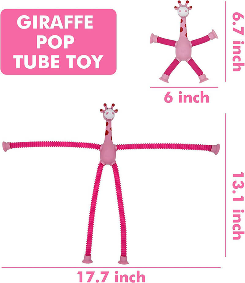 Telescopic Pop Tubes Sensory Fidget Toy Suction Cup Giraffe 4 Pack 5