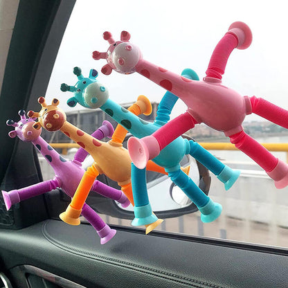 Telescopic Pop Tubes Sensory Fidget Toy Suction Cup Giraffe 4 Pack 3