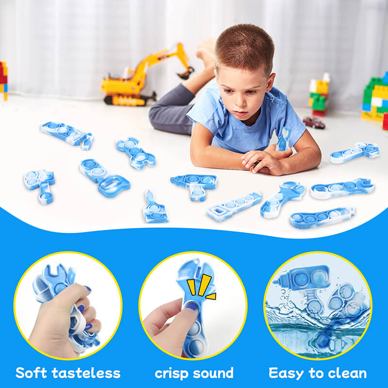 Silicone Simple Dimple Tool Kit Pop Push Bubbles Fidget Toy 12 Pack 10