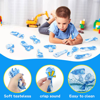 Silicone Simple Dimple Tool Kit Pop Push Bubbles Fidget Toy 12 Pack 10