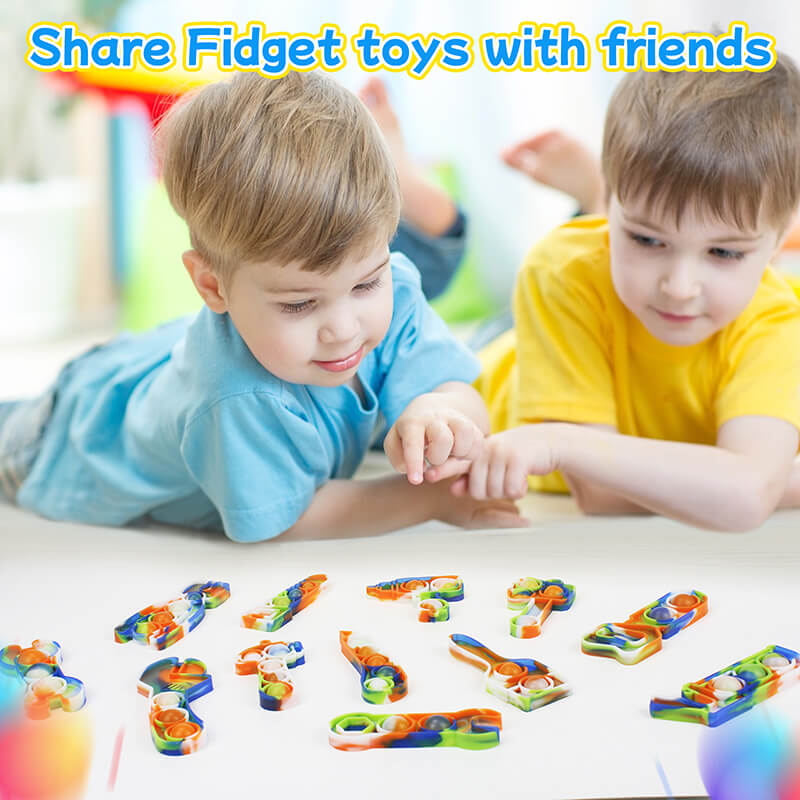 Silicone Simple Dimple Tool Kit Pop Push Bubbles Fidget Toy 12 Pack 12
