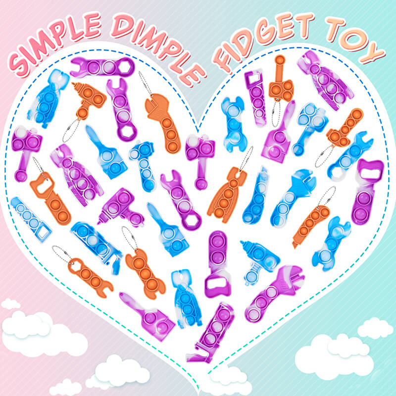 Silicone Simple Dimple Tool Kit Pop Push Bubbles Fidget Toy 12 Pack