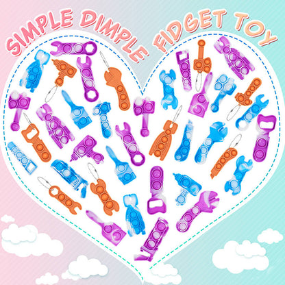Silicone Simple Dimple Tool Kit Pop Push Bubbles Fidget Toy 12 Pack