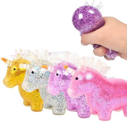 Unicorn Sensory Stress Ball Squeeze Toy with Glitter and Beads 7