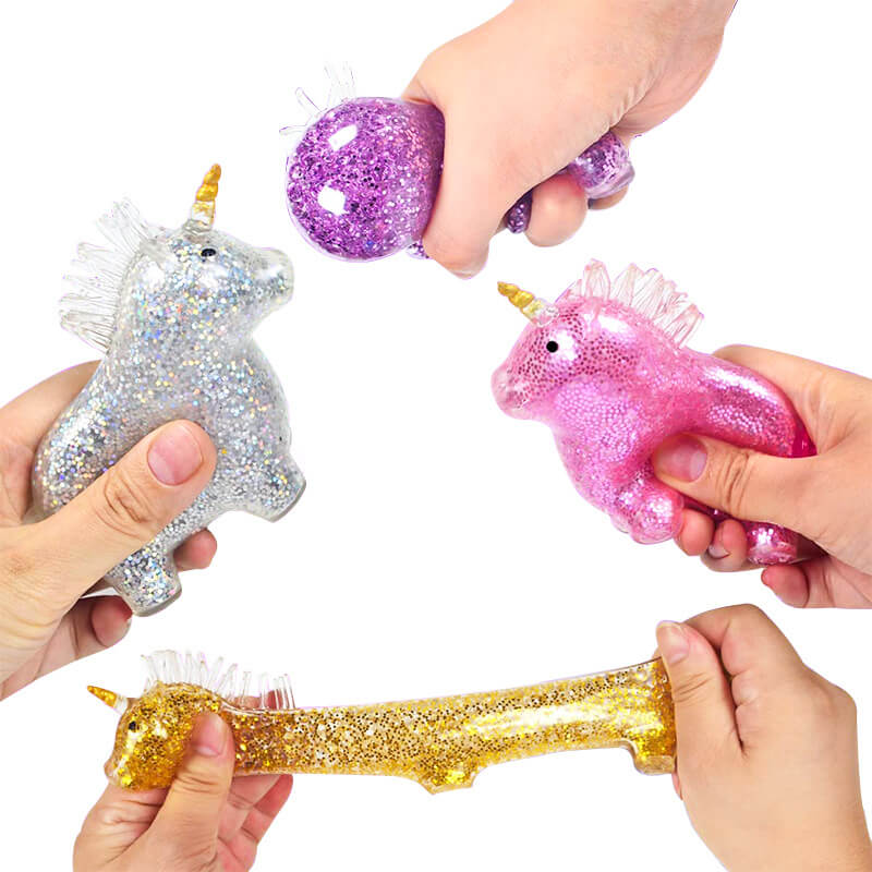 Unicorn Sensory Stress Ball Squeeze Toy with Glitter and Beads 6