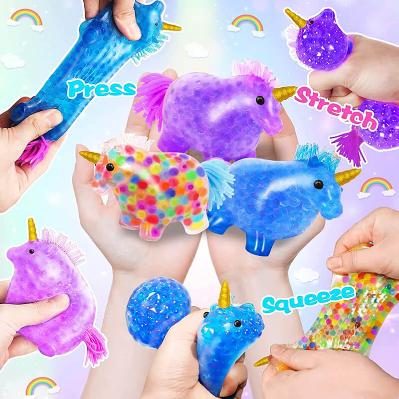 Unicorn Sensory Stress Ball Squeeze Toy with Glitter and Beads 4