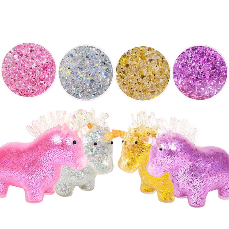 Unicorn Sensory Stress Ball Squeeze Toy with Glitter and Beads