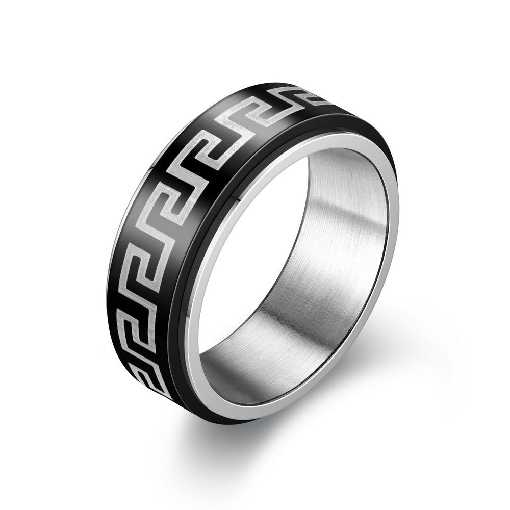 Stainless Steel Wall Pattern Fidget Ring for Men US Size 6-13 Spinner Ring