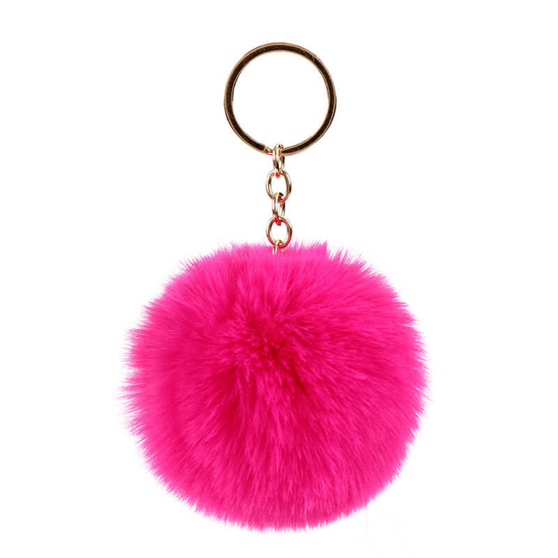 Plush Rabbit Fur Ball Pom Pom Keychain Sensory Fidget Toy 6cm 8cm 10cm 8