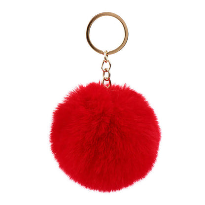Plush Rabbit Fur Ball Pom Pom Keychain Sensory Fidget Toy 6cm 8cm 10cm 9