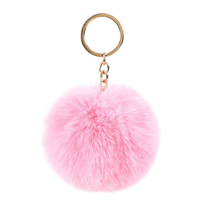 Plush Rabbit Fur Ball Pom Pom Keychain Sensory Fidget Toy 6cm 8cm 10cm 10