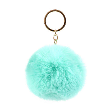 Plush Rabbit Fur Ball Pom Pom Keychain Sensory Fidget Toy 6cm 8cm 10cm 11