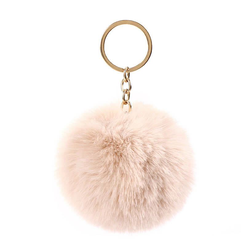 Plush Rabbit Fur Ball Pom Pom Keychain Sensory Fidget Toy 6cm 8cm 10cm 13