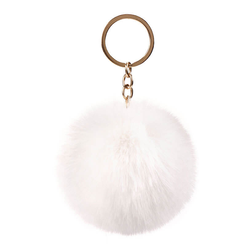 Plush Rabbit Fur Ball Pom Pom Keychain Sensory Fidget Toy 6cm 8cm 10cm 14