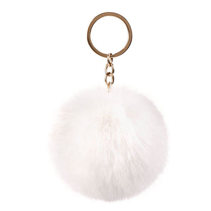 Plush Rabbit Fur Ball Pom Pom Keychain Sensory Fidget Toy 6cm 8cm 10cm 14