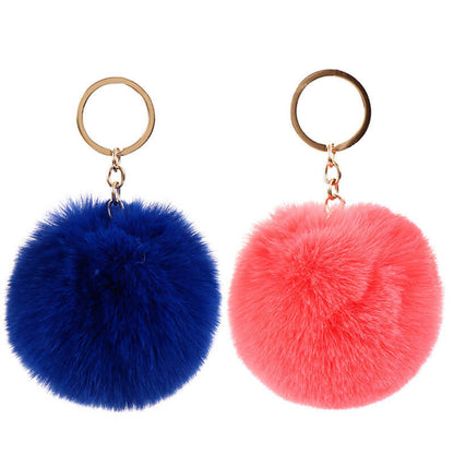 Plush Rabbit Fur Ball Pom Pom Keychain Sensory Fidget Toy 6cm 8cm 10cm 3