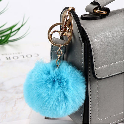 Plush Rabbit Fur Ball Pom Pom Keychain Sensory Fidget Toy 6cm 8cm 10cm 2