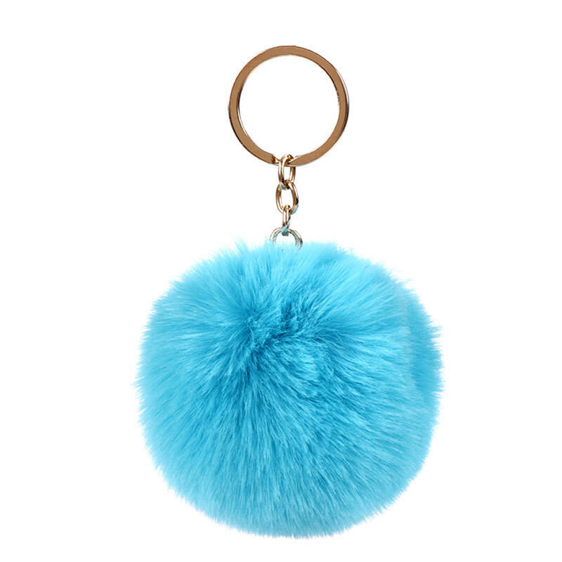 Plush Rabbit Fur Ball Pom Pom Keychain Sensory Fidget Toy 6cm 8cm 10cm 17