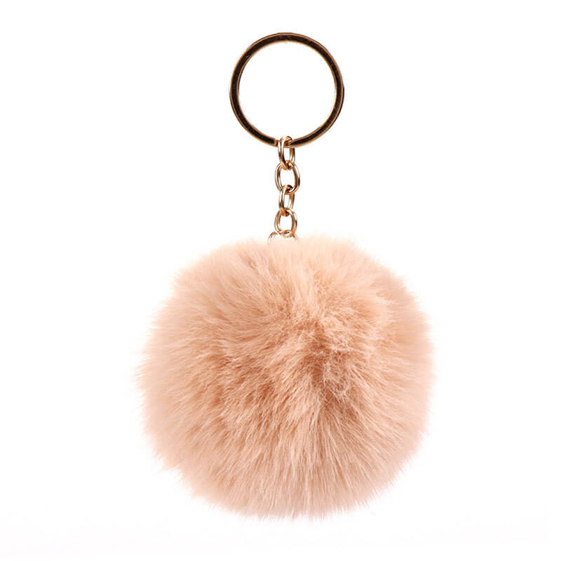 Plush Rabbit Fur Ball Pom Pom Keychain Sensory Fidget Toy 6cm 8cm 10cm 5
