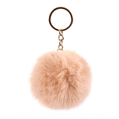 Plush Rabbit Fur Ball Pom Pom Keychain Sensory Fidget Toy 6cm 8cm 10cm 5