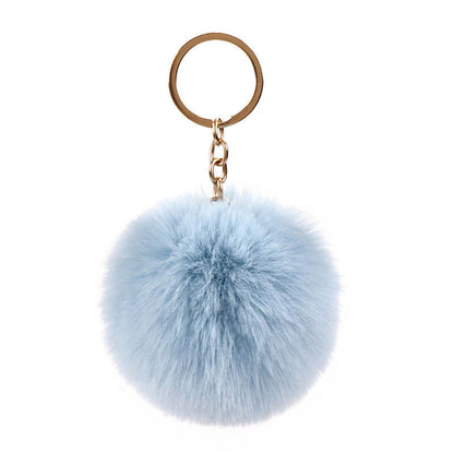Plush Rabbit Fur Ball Pom Pom Keychain Sensory Fidget Toy 6cm 8cm 10cm 6