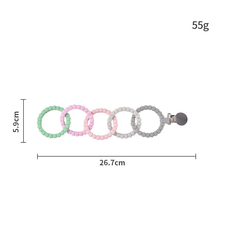 Silicone Teething Toy 5 Ring Pacifier Chain for Baby 5