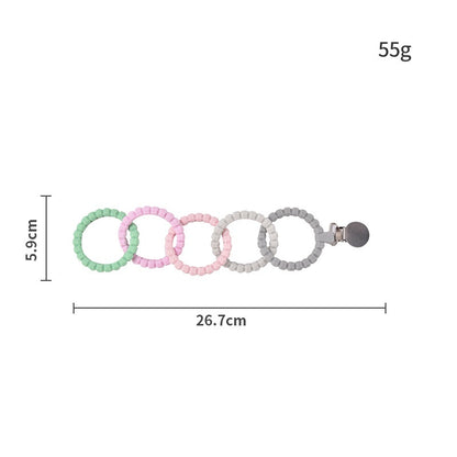 Silicone Teething Toy 5 Ring Pacifier Chain for Baby 5