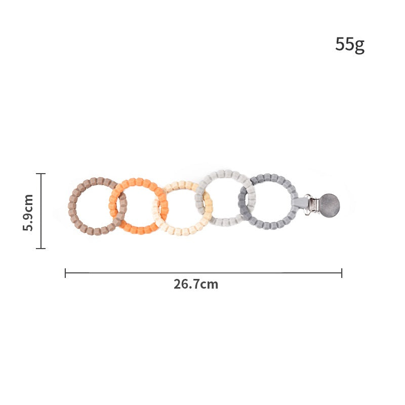 Silicone Teething Toy 5 Ring Pacifier Chain for Baby 6