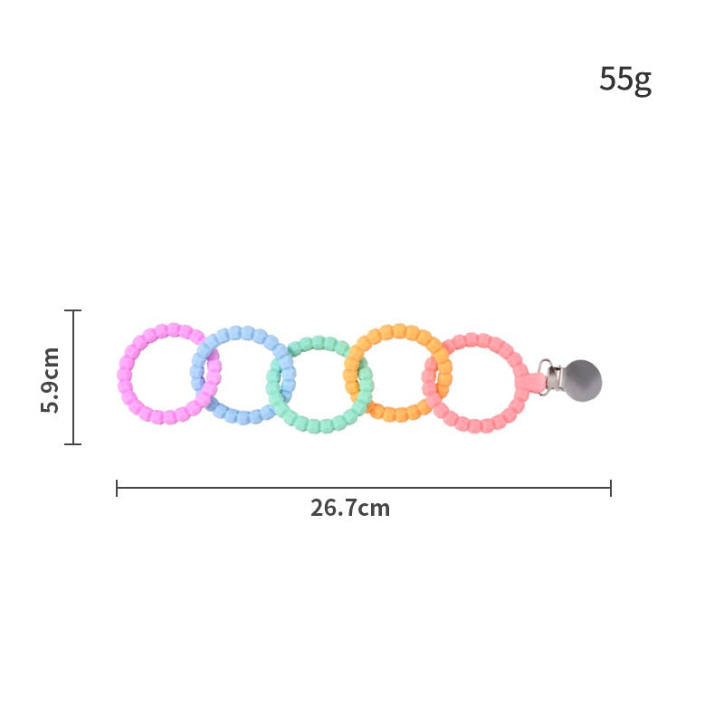 Silicone Teething Toy 5 Ring Pacifier Chain for Baby 7