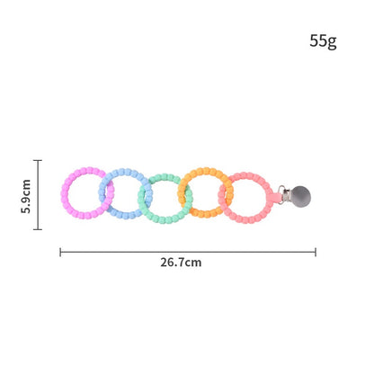 Silicone Teething Toy 5 Ring Pacifier Chain for Baby 7