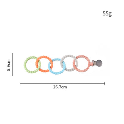 Silicone Teething Toy 5 Ring Pacifier Chain for Baby 8