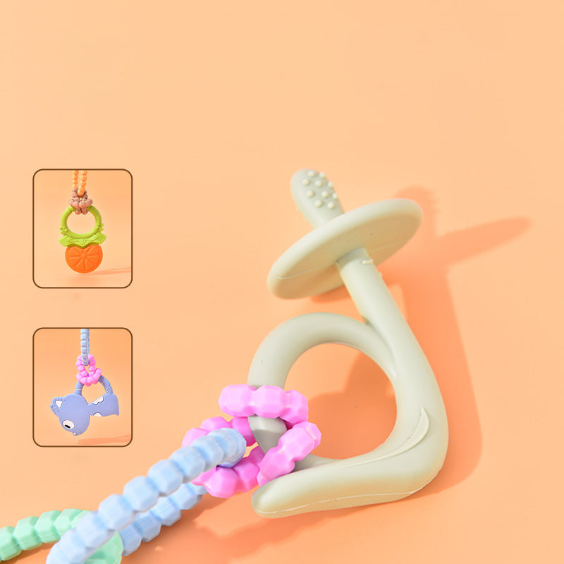 Silicone Teething Toy 5 Ring Pacifier Chain for Baby 3